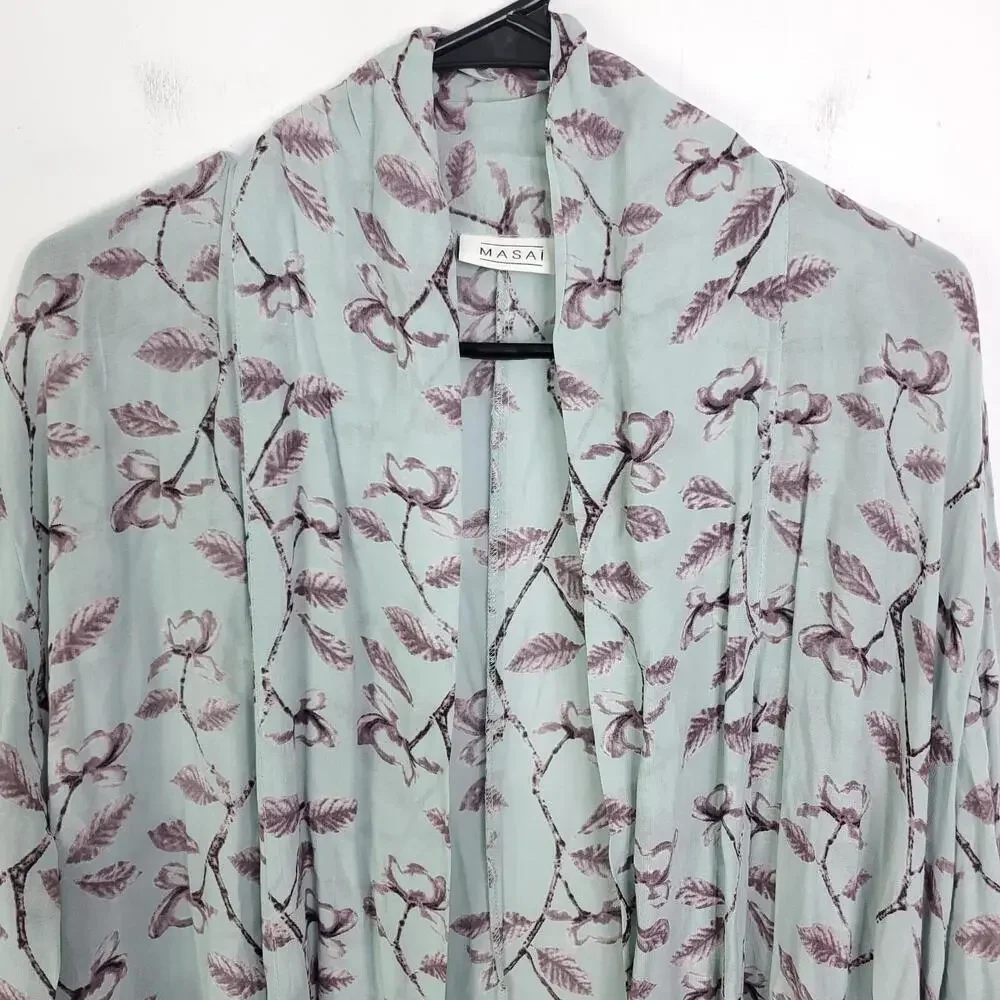 Masai Top Womens M Muted Colors Kimono Pockets Casual Open Front Longline